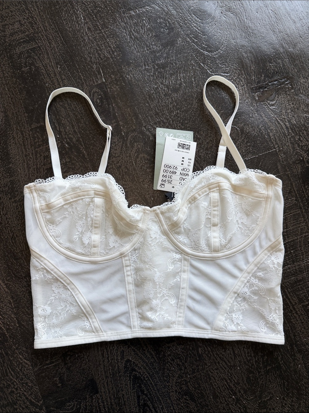 Divided Ivory Lace Longline Bralette